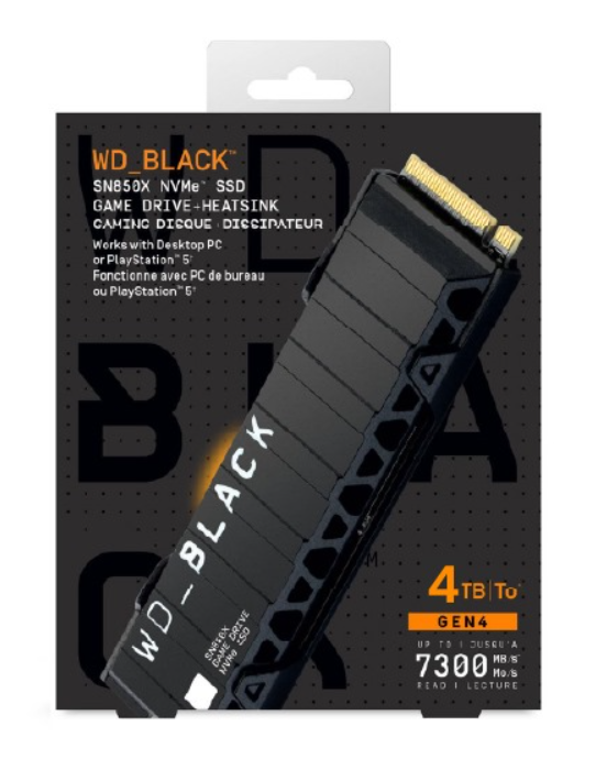 4TB NVMe SSD WD Black SN850X Gen4 Upto 7300Mb/s Heatsink WDS400T2XHE 4TB NVMe SSD WD Black SN850X Gen4 Upto 7300Mb/s Heatsink WDS400T2XHE